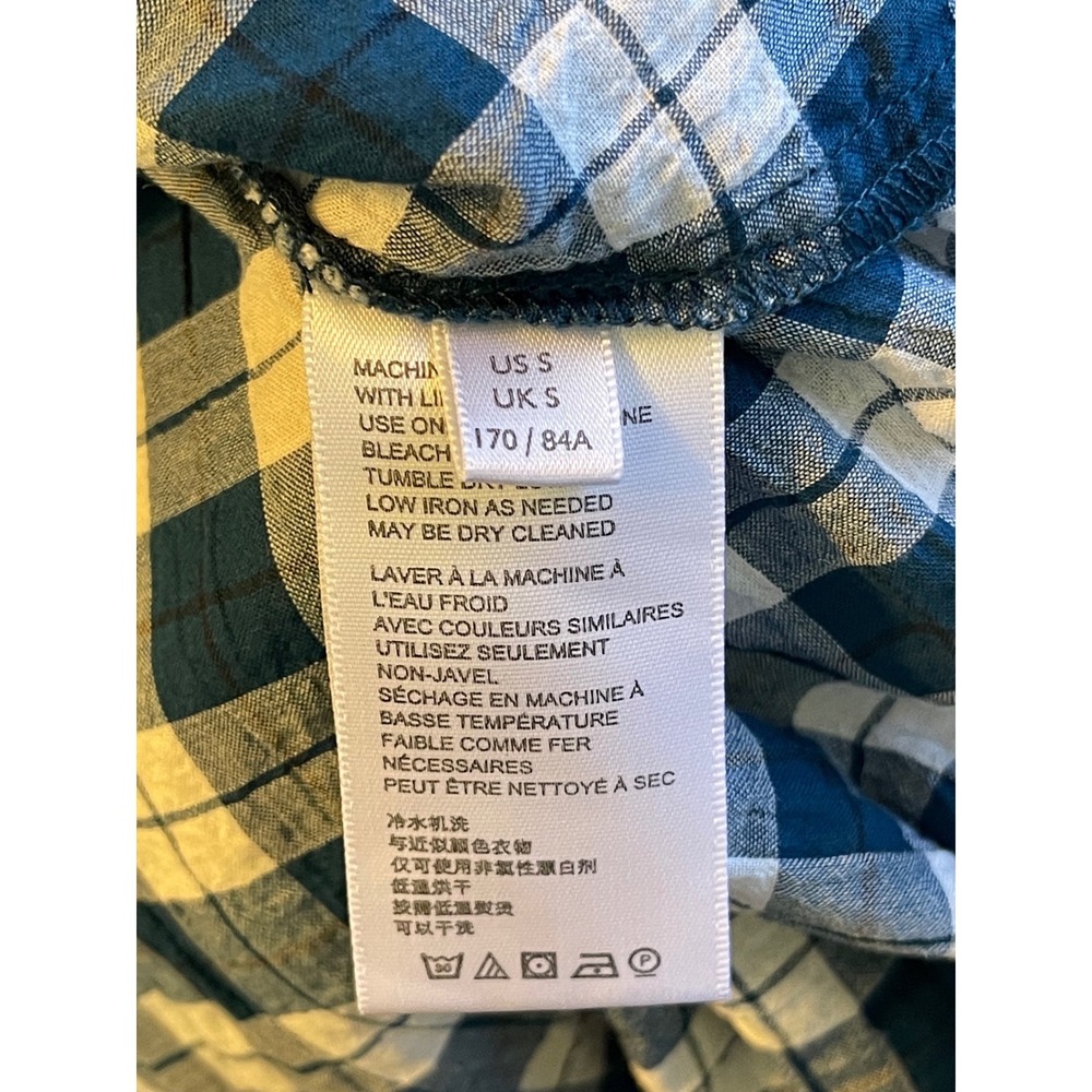 Urban Outfitters Plaid Tunic Women Size L Blue White Excellent Ruffle Sleeve - Picture 11 of 13